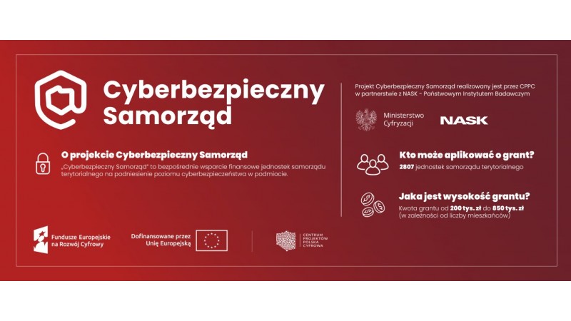 Banner informujący o cyberbezpiecznym samorządzie w gminie Cieszyn